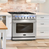 COS-EPGR366 36 in. Haven Collection 6.0 cu. ft. Gas Range, 6 Burners, Convection Oven, Knob LEDs, Storage Drawer, Stainless Steel